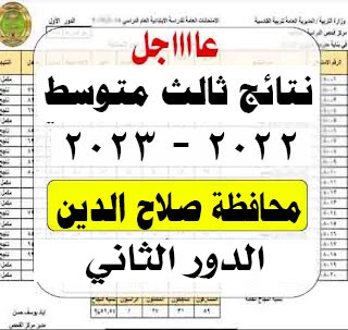 نتائج الثالث متوسط 2023 الدور الثاني صلاح الدين